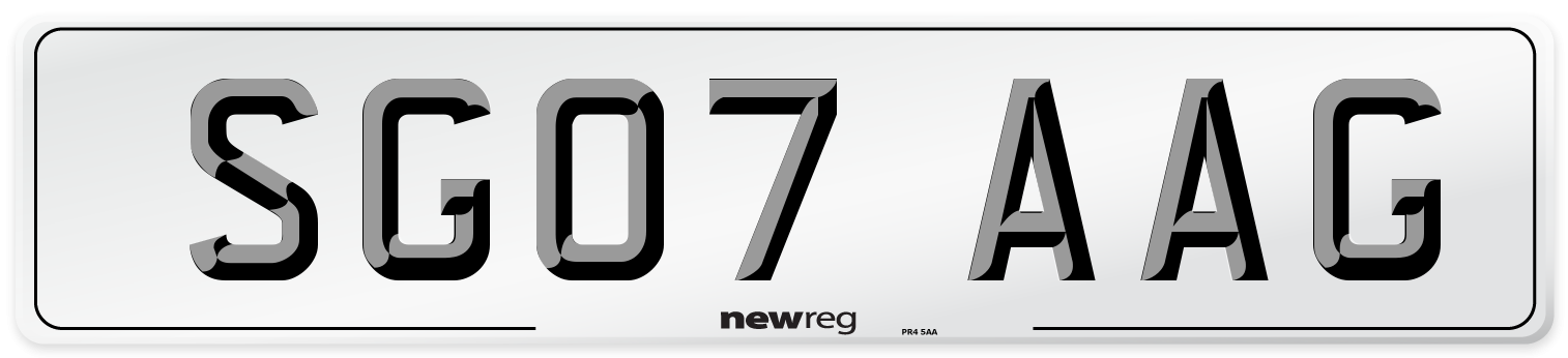 SG07 AAG Number Plate from New Reg